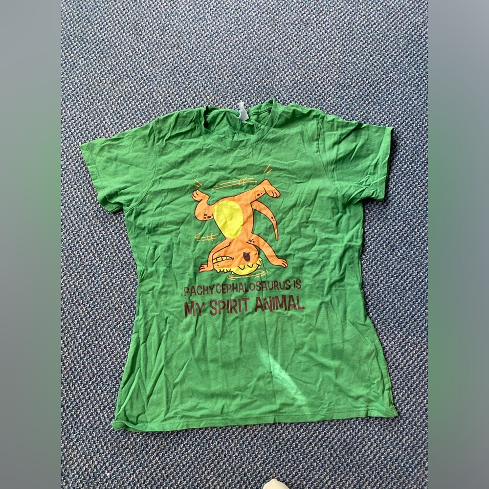 Green Dinosaur Graphic T-Shirt. Pachycephalosaurus.